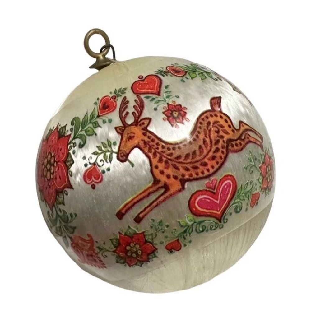 Folk Vintage 1979 Christmas is Love Satin Holiday Ornament ball